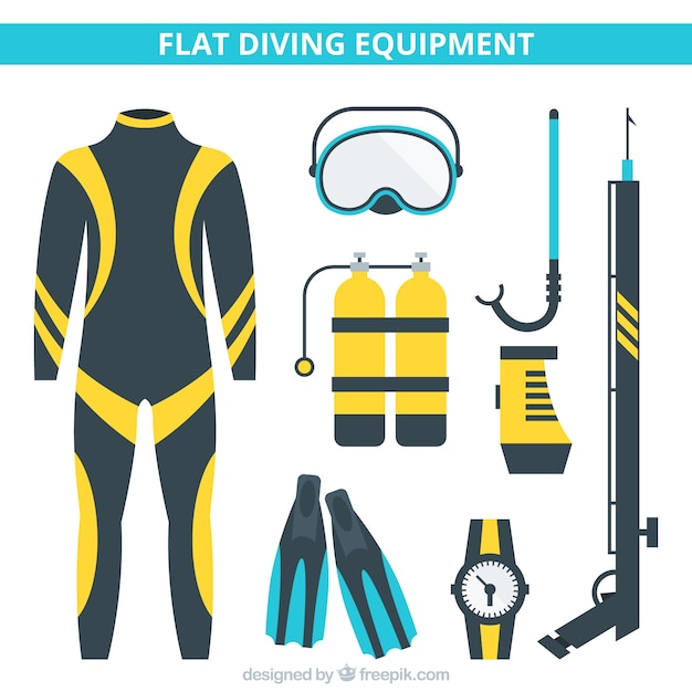 Diving equipment in flat design