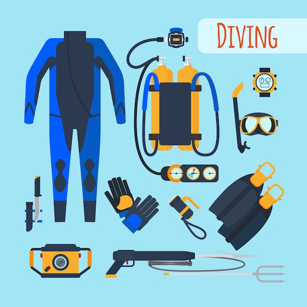 Premium Vector Diving equipment