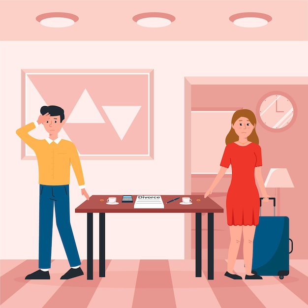 Divorce Concept With Couple  Free Vector