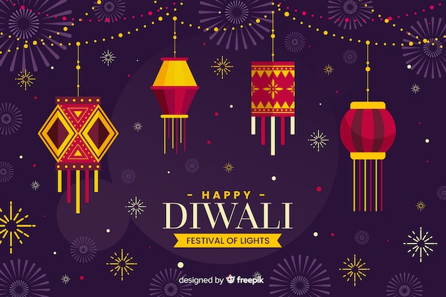 Premium Vector | Diwali background in flat design