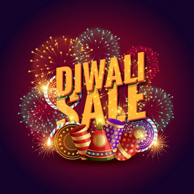 Diwali background with sales elements and\
fireworks