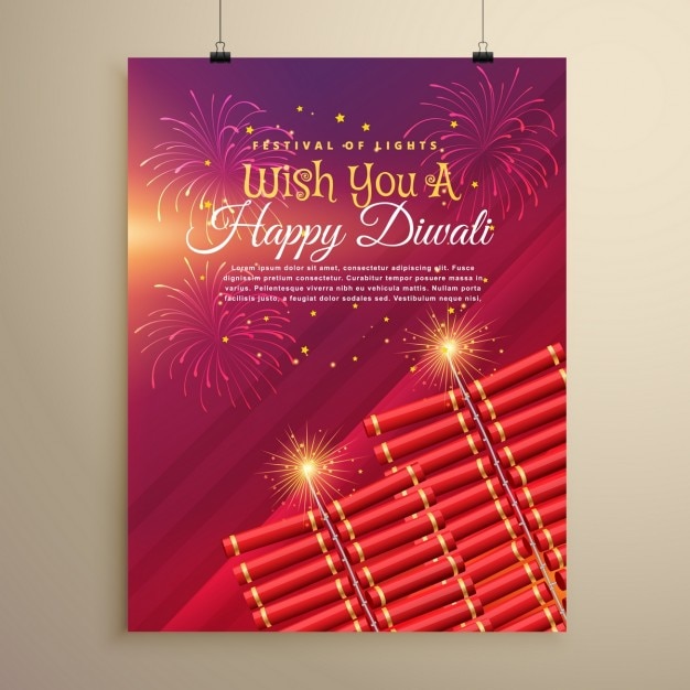 Diwali brochure with fireworks and\
lights