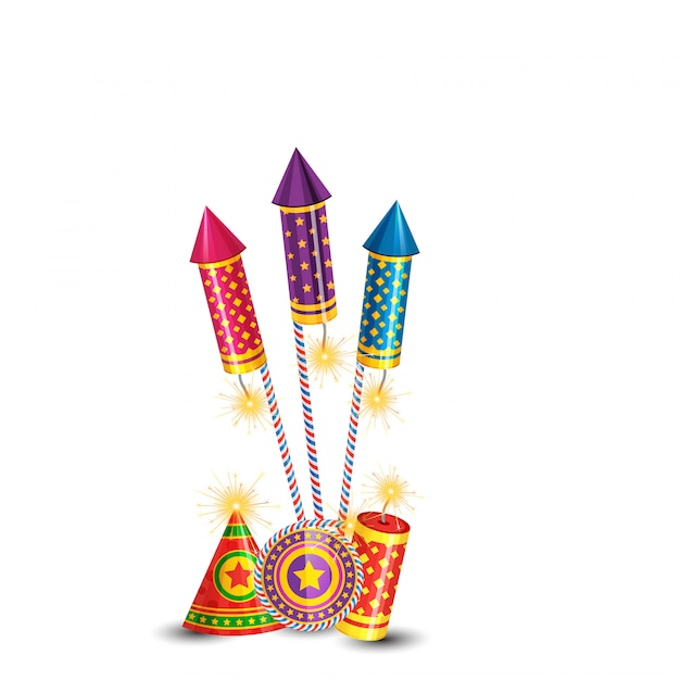 Diwali burning crackers background Premium Vector