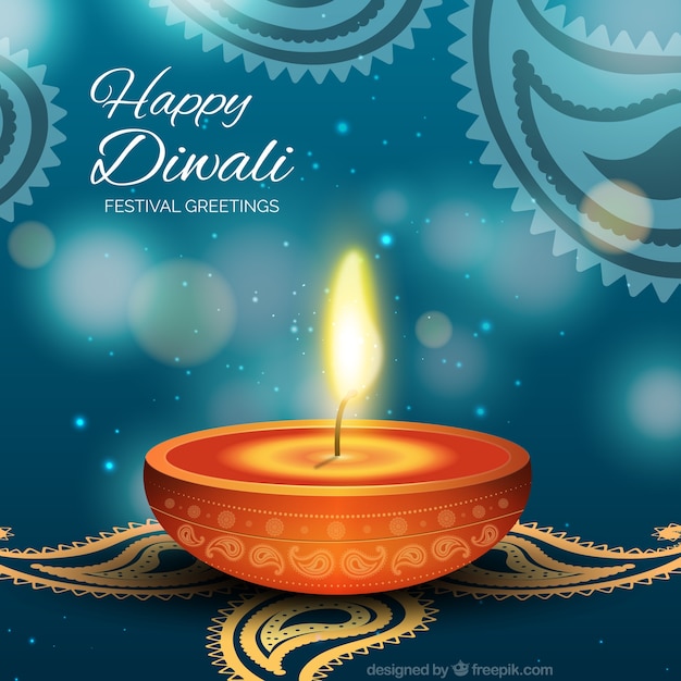 Diwali card with 3d candle | Free Vector