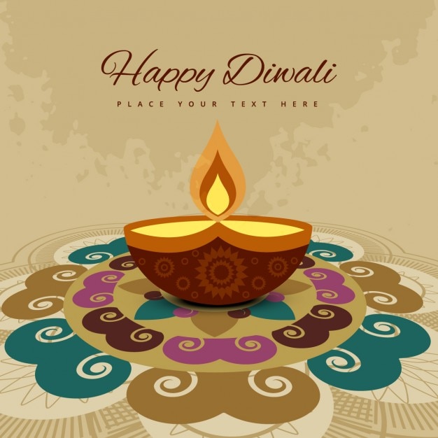 Diwali card with colorful ornaments | Free Vector