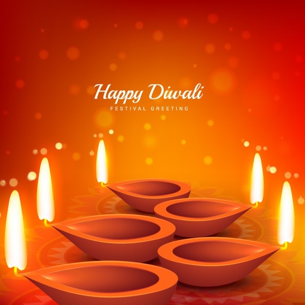 Free Vector | Diwali card with orange background