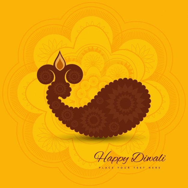 Diwali card with yellow background