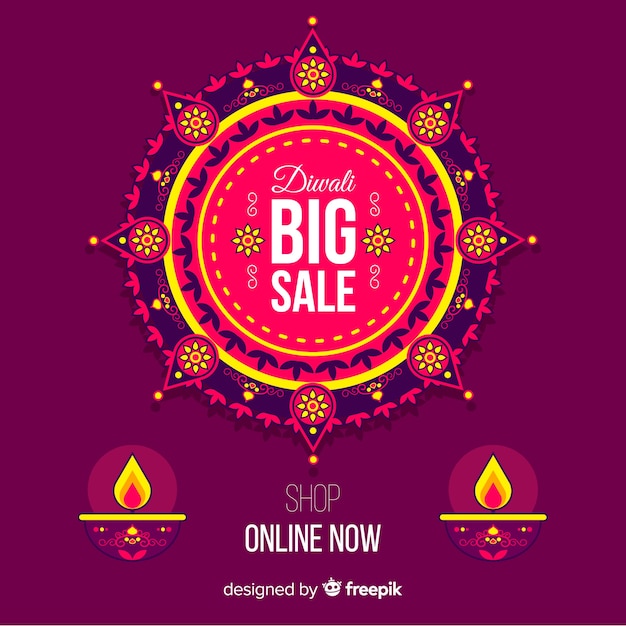 Diwali concept with flat design background Free Vector