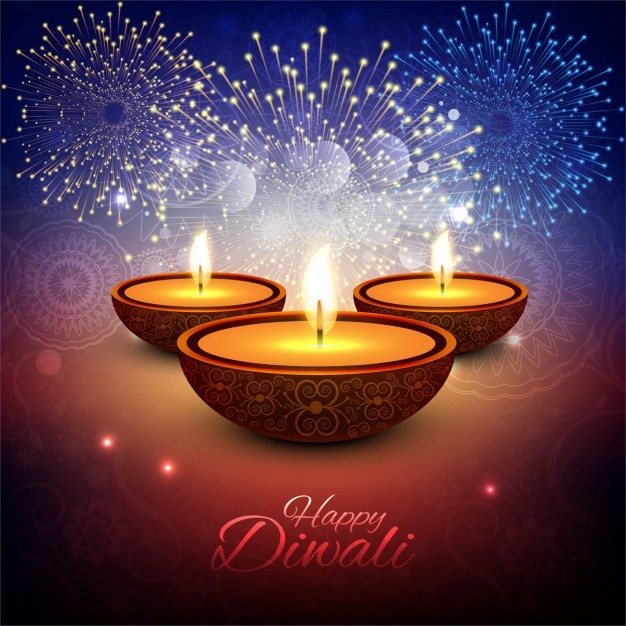 Free Vector | Diwali decorative background with fireworks