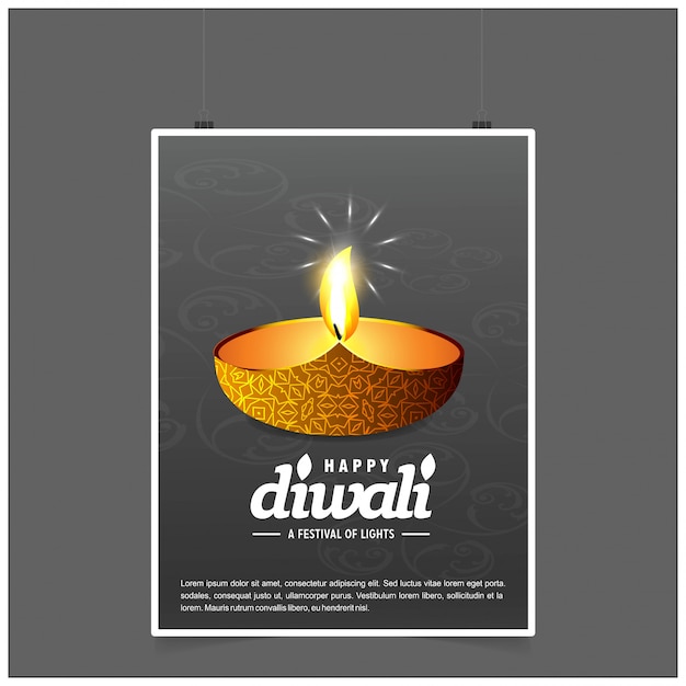 Free Vector | Diwali design with dark background and typography vector