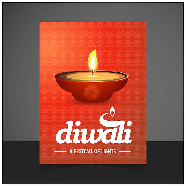 Diwali design with light background and typography vector Free Vector