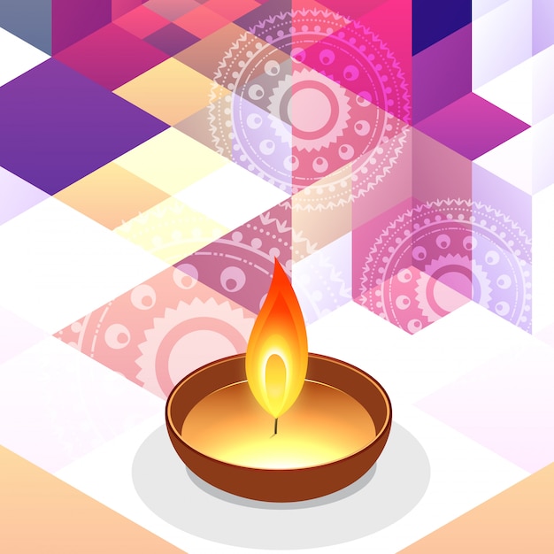 Premium Vector | Diwali diya greeting background