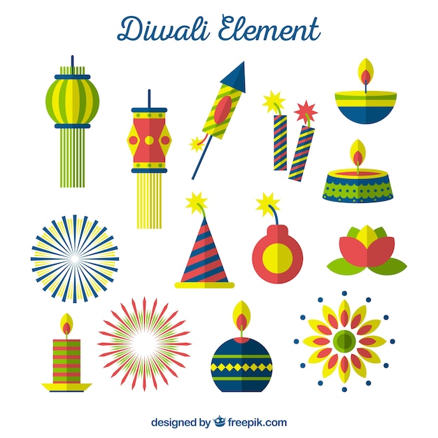 Free Vector | Diwali elements collection