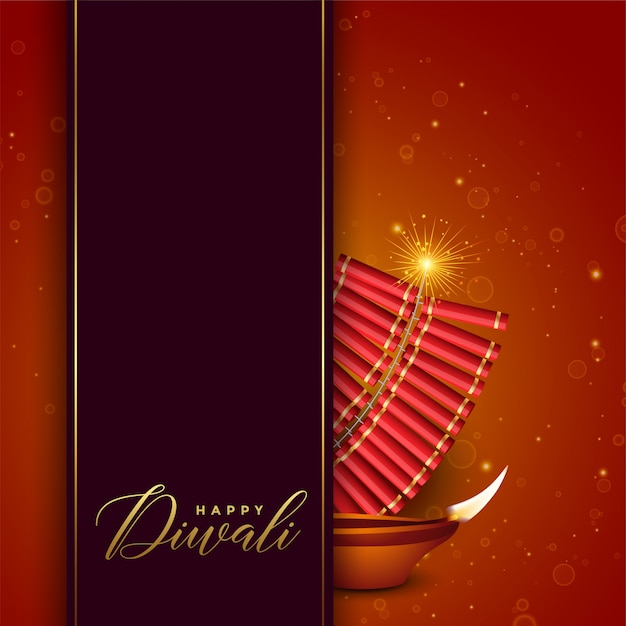 Diwali festival design with cracker and\
diya