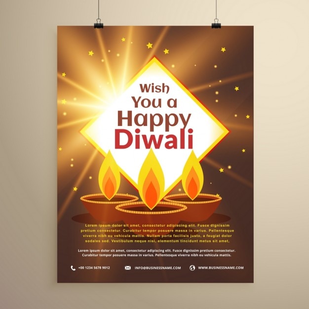 Diwali glossy brochure with three\
candles