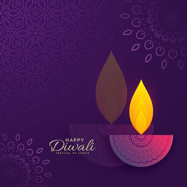 Premium Vector | Diwali greeting card design with creative diya and ...