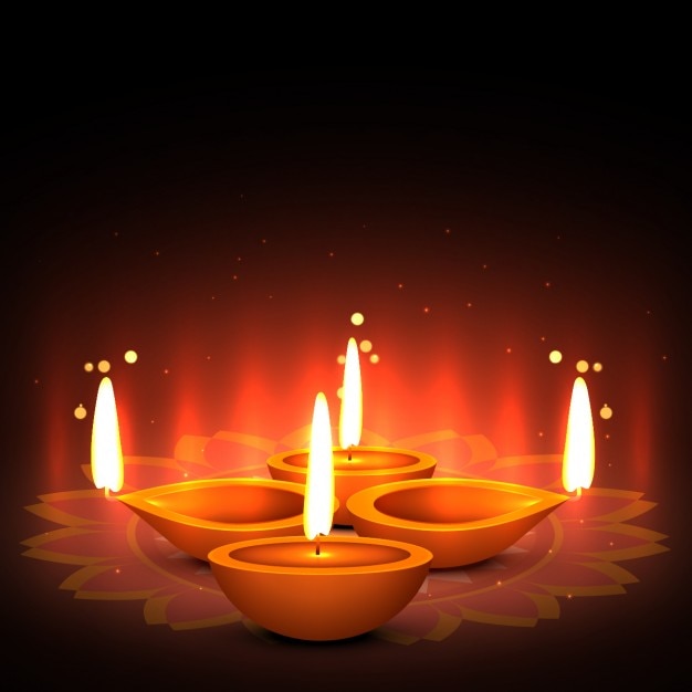 Free Vector | Diwali greeting with four candles