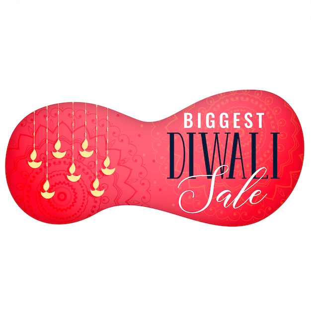Diwali sale banner with hanging diya art