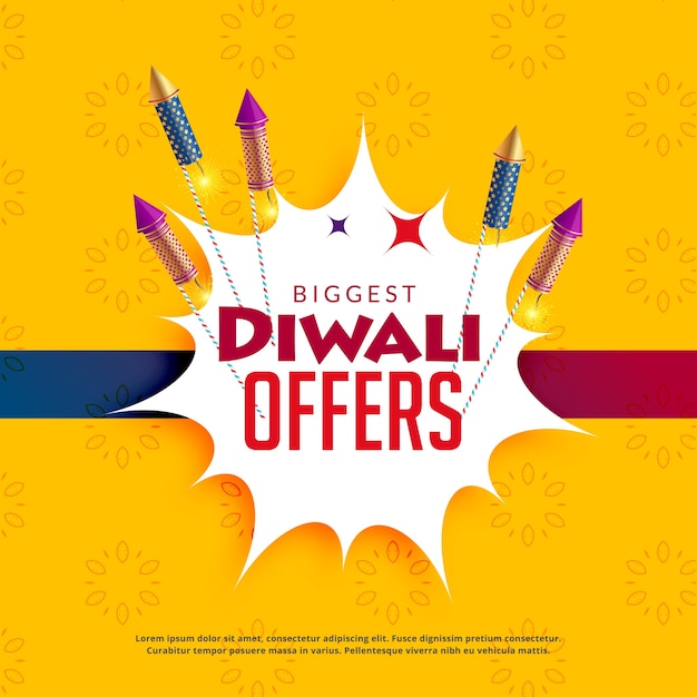 Premium Vector | Diwali sale yellow background with crackers