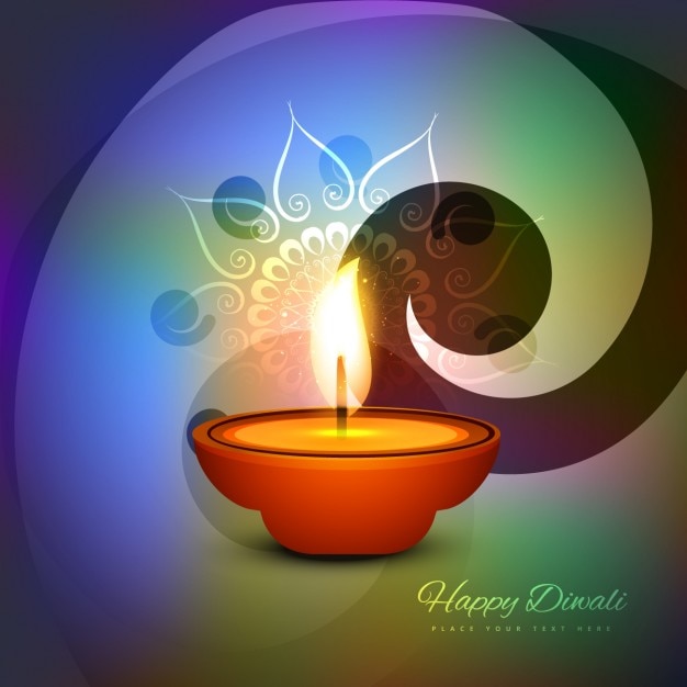 Diwali symbols and candle Vector Free Download