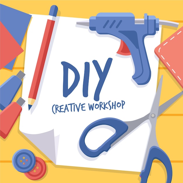 Diy creative workshop concept | Free Vector