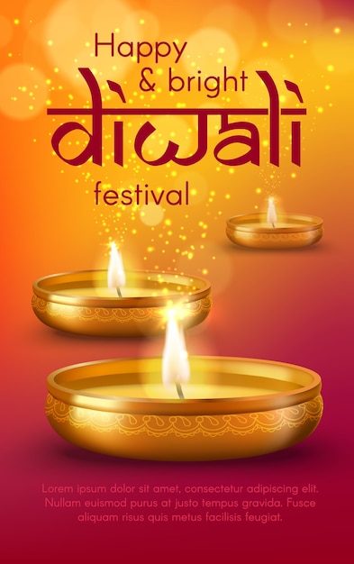 Premium Vector | Diya lamps of diwali or deepavali indian festival of ...