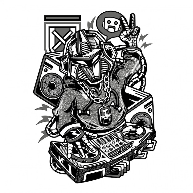 Download Free Dj Beats Robot Black And White Illustration Premium Vector Use our free logo maker to create a logo and build your brand. Put your logo on business cards, promotional products, or your website for brand visibility.