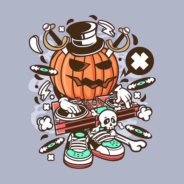 Premium Vector | Dj halloween