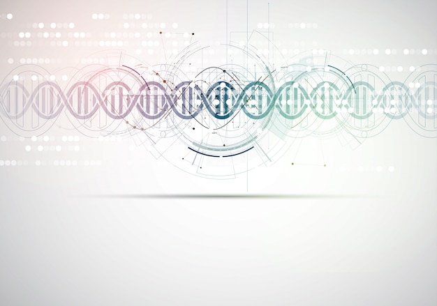 Dna and medical and technology background. futuristic molecule structure presentation Premium Vector