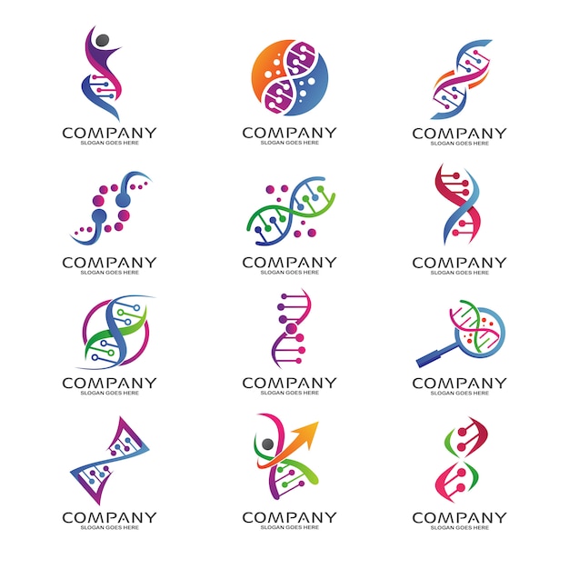 Premium Vector Dna Science And Research Logo Set