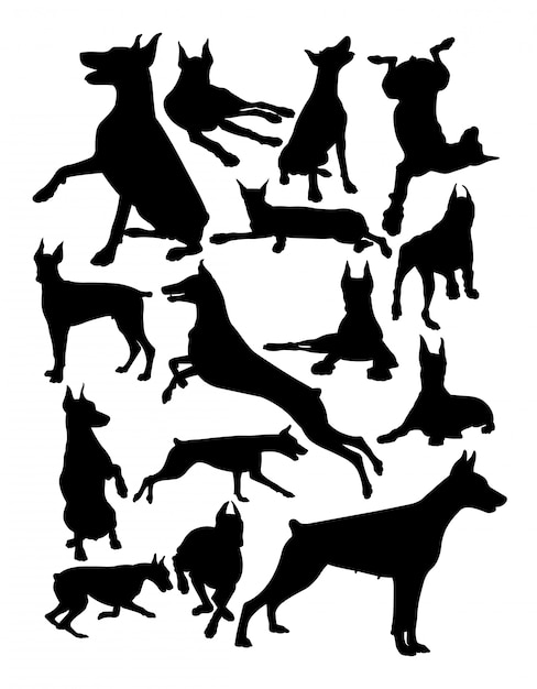 Download Doberman dog animal silhouettes. | Premium Vector