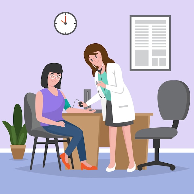 Free Vector Doctor Examining A Patient Illustrated