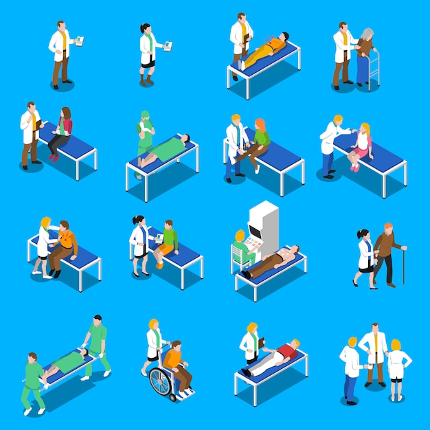 Free Vector Doctor Patient Communication Isometric Icons Set