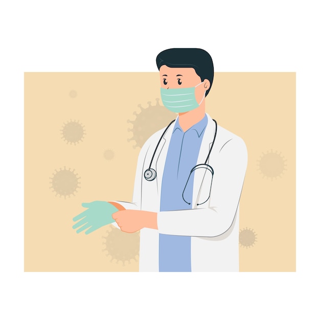 Premium Vector | Doctor wearing medical mask and stethoscope illustration