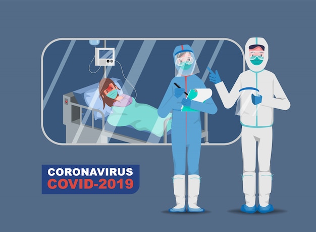 Doctor who save patients from coronavirus outbreak and fighting the coronavirus. sick with covid-19. Premium Vector