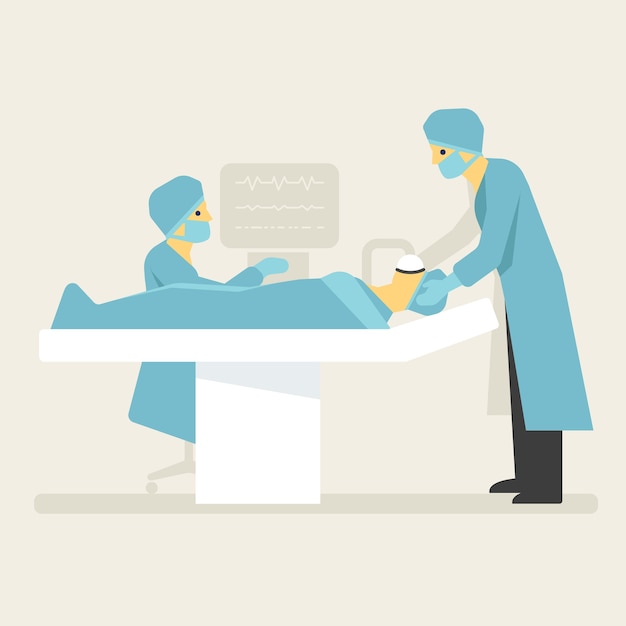 Doctors anesthesia patient before surgery operation Premium Vector
