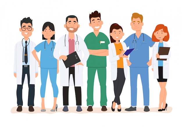 Premium Vector | Doctors and other hospital staff