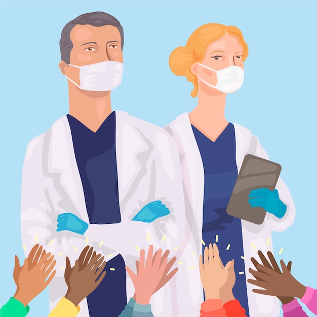 Download Doctors wearing medical masks | Free Vector