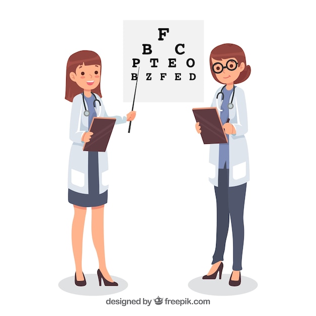 Doctors with clipboard in hand drawn
style