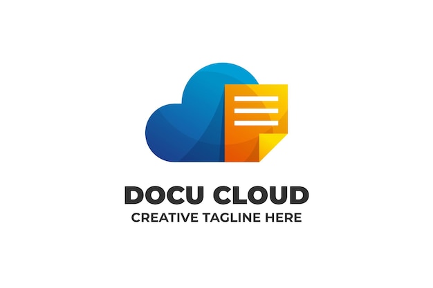 Premium Vector | Document file saving cloud logo template