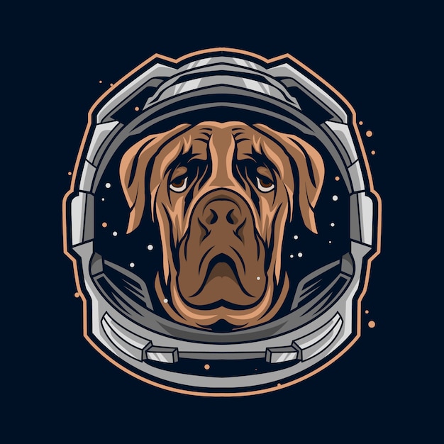 犬宇宙飛行士のヘルメットスーツイラスト プレミアムベクター