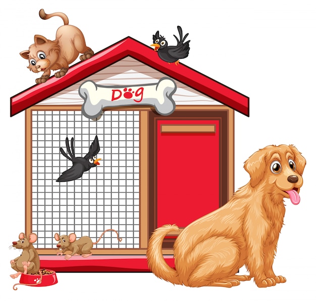 free-vector-dog-cage-with-animal-group-cartoon-isolated