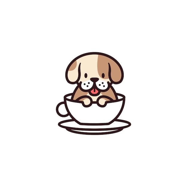 Premium Vector | Dog cup mug glass cafe logo icon illustration