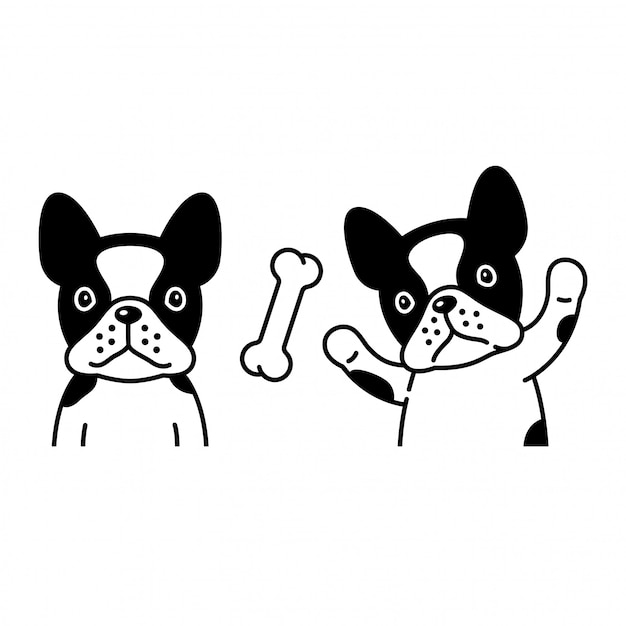犬フレンチブルドッグ漫画イラスト プレミアムベクター