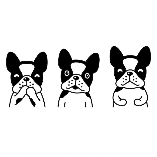 犬フレンチブルドッグ漫画ペットイラスト プレミアムベクター