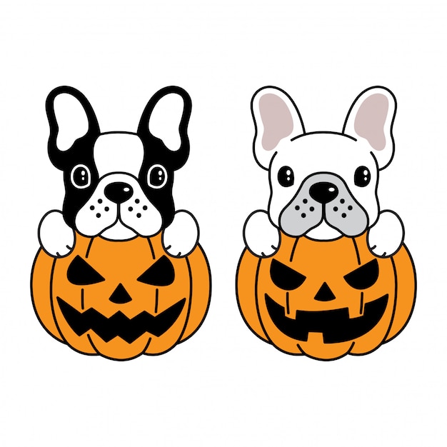 Download Premium Vector | Dog french bulldog halloween pumpkin