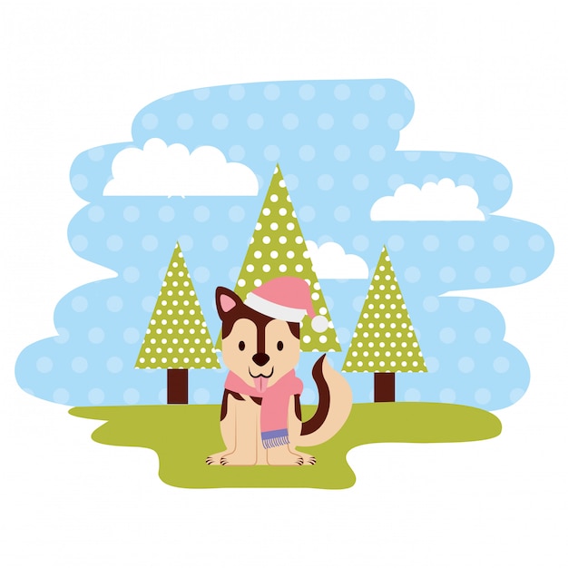 Premium Vector | Dog merry christmas card