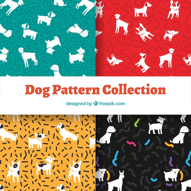 Dog pattern collection in four colors