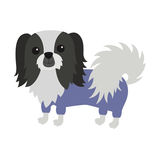 Premium Vector | Dog pekingese black white