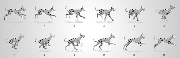  Dog run cycle animation sequence Premium Vector